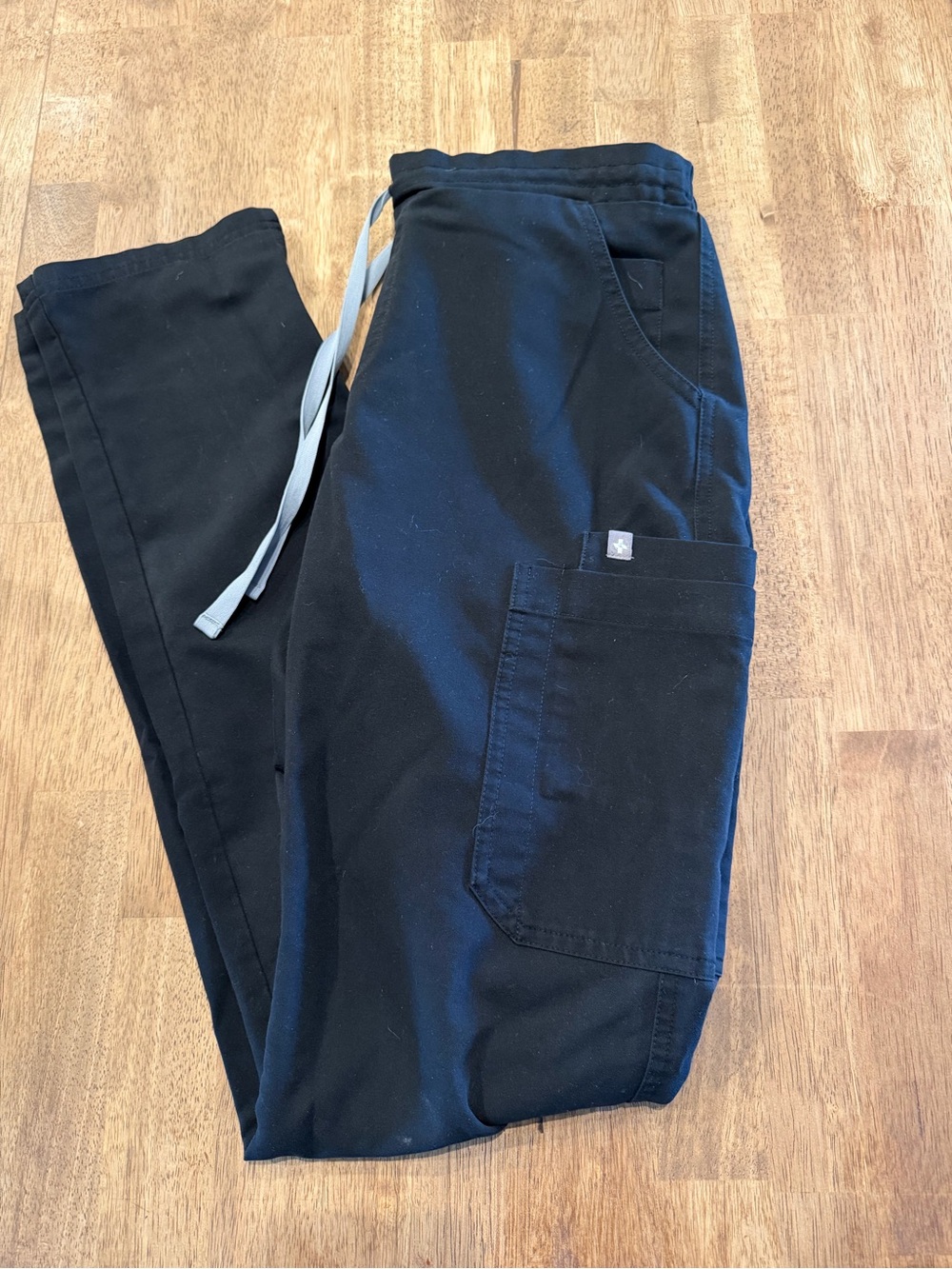 Figs Women's Black Scrub Pants with Gray Drawstring